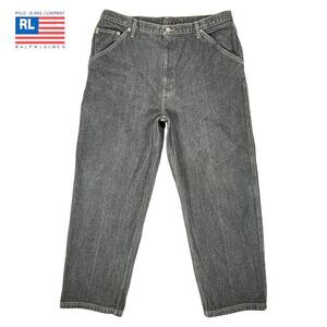 Polo‎ Ralph Lauren Jeans Men 36x32 Vintage Worker Carpenter Gray Denim Jeans